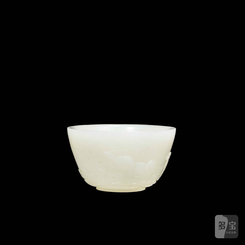 清 白玉三羊开泰杯 - 图1